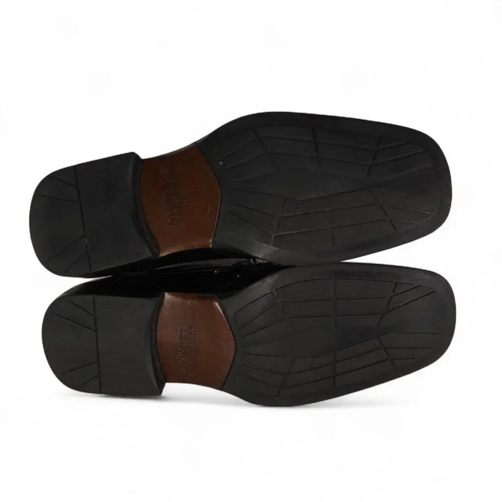 Johnston & Murphy Dobson Square Toe Leather Shoes Men's 8.5M Black Dress 1435‎